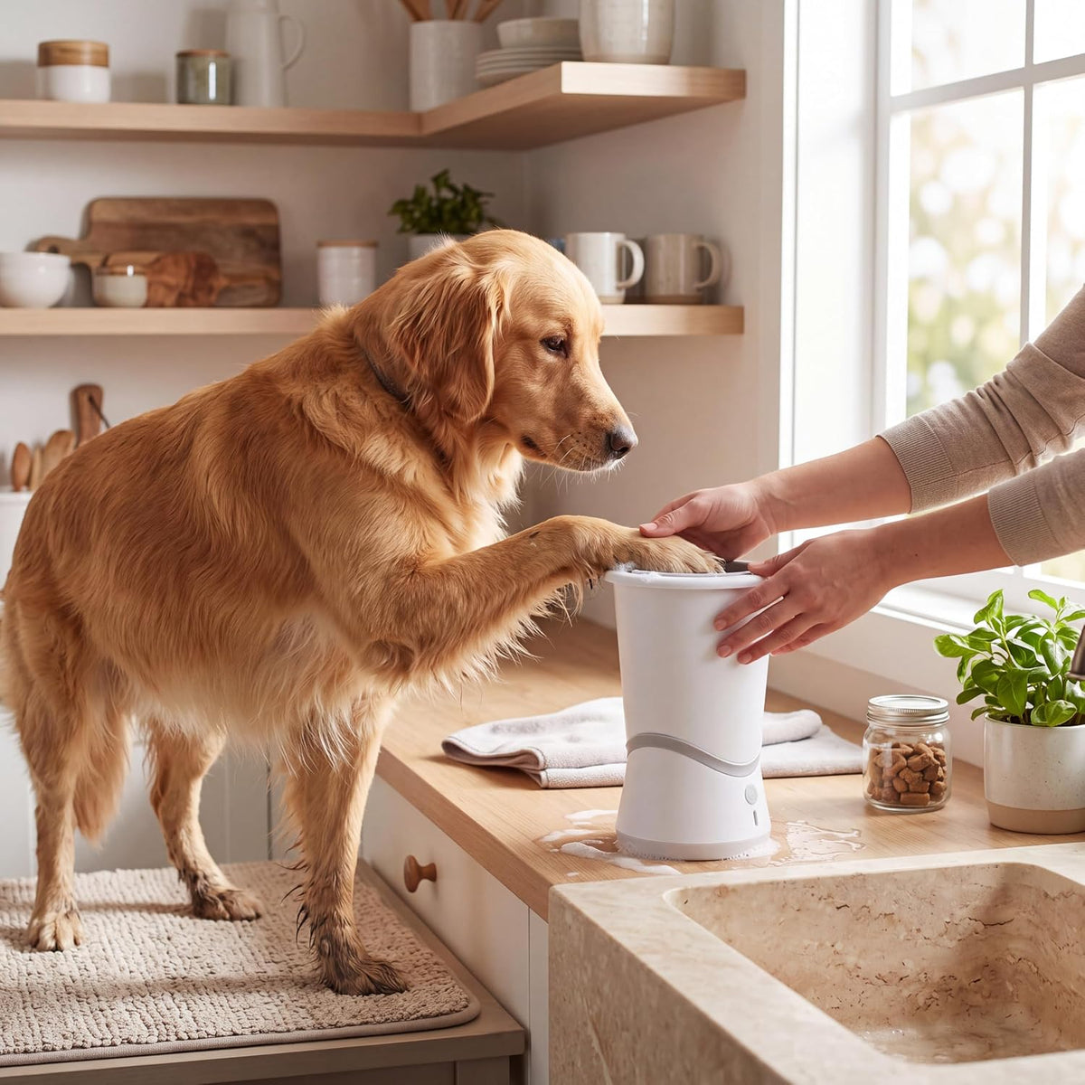 Automatic Dog Paw Washer, Portable Rechargeable Electric Dog Paw Cleaner Cup with Soft Bristles, One Key Control, Dogs Muddy Paw Cleaner for Puppy Feet, fqbt8M0Rge