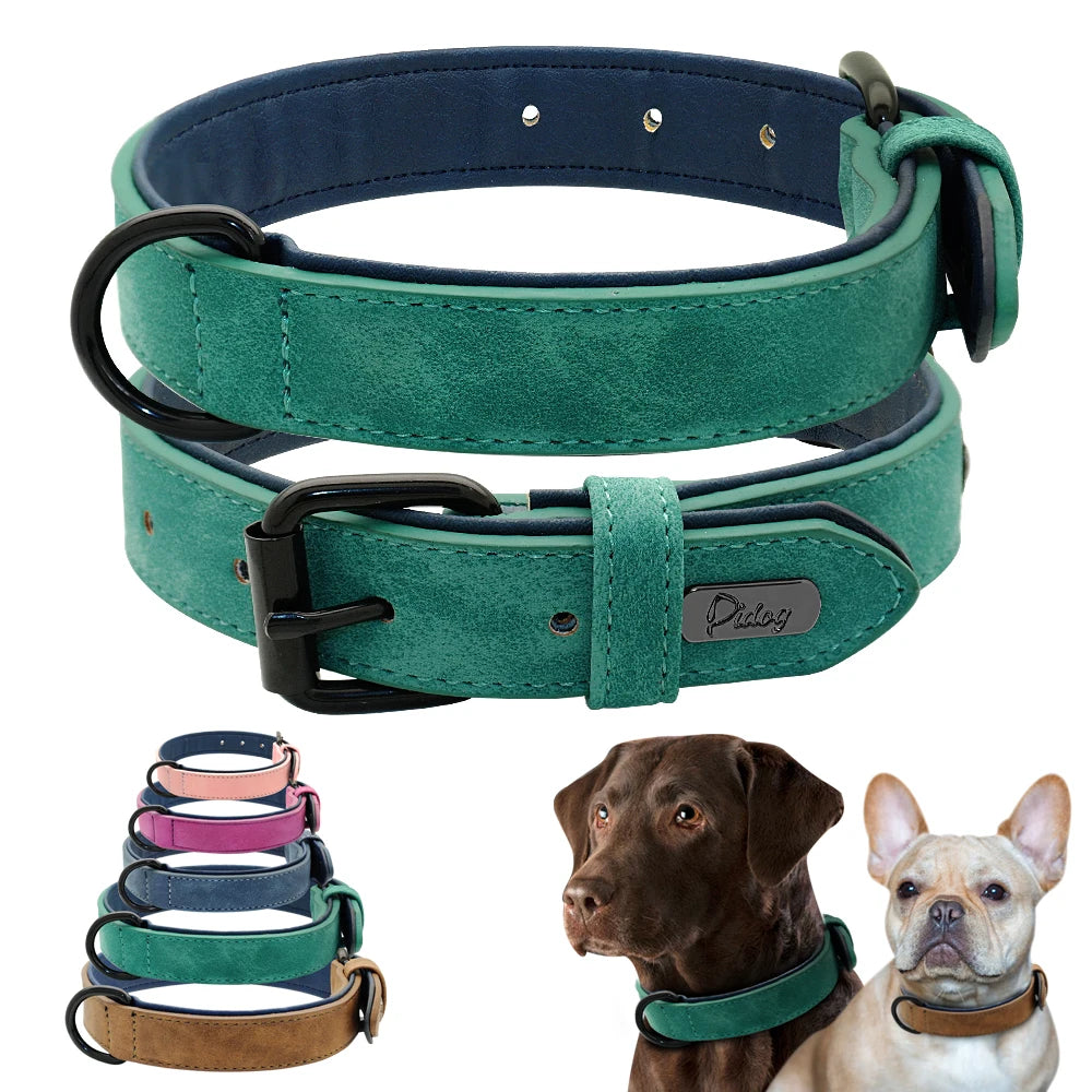 Leather Dog Collar Soft Padded Pet Collar for Small Medium Large Dogs Collar