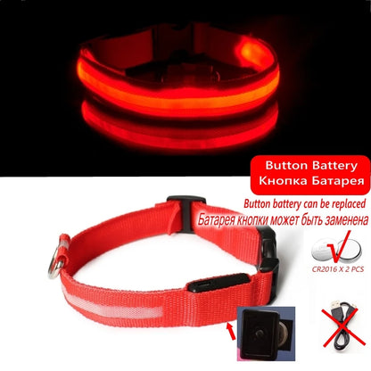 Led Dog Collar Bright at  Night Luminous Pet Products USB Charging