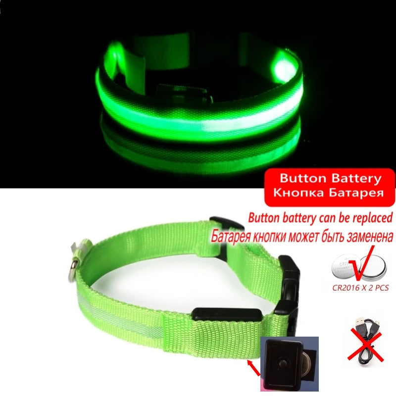 Led Dog Collar Bright at  Night Luminous Pet Products USB Charging