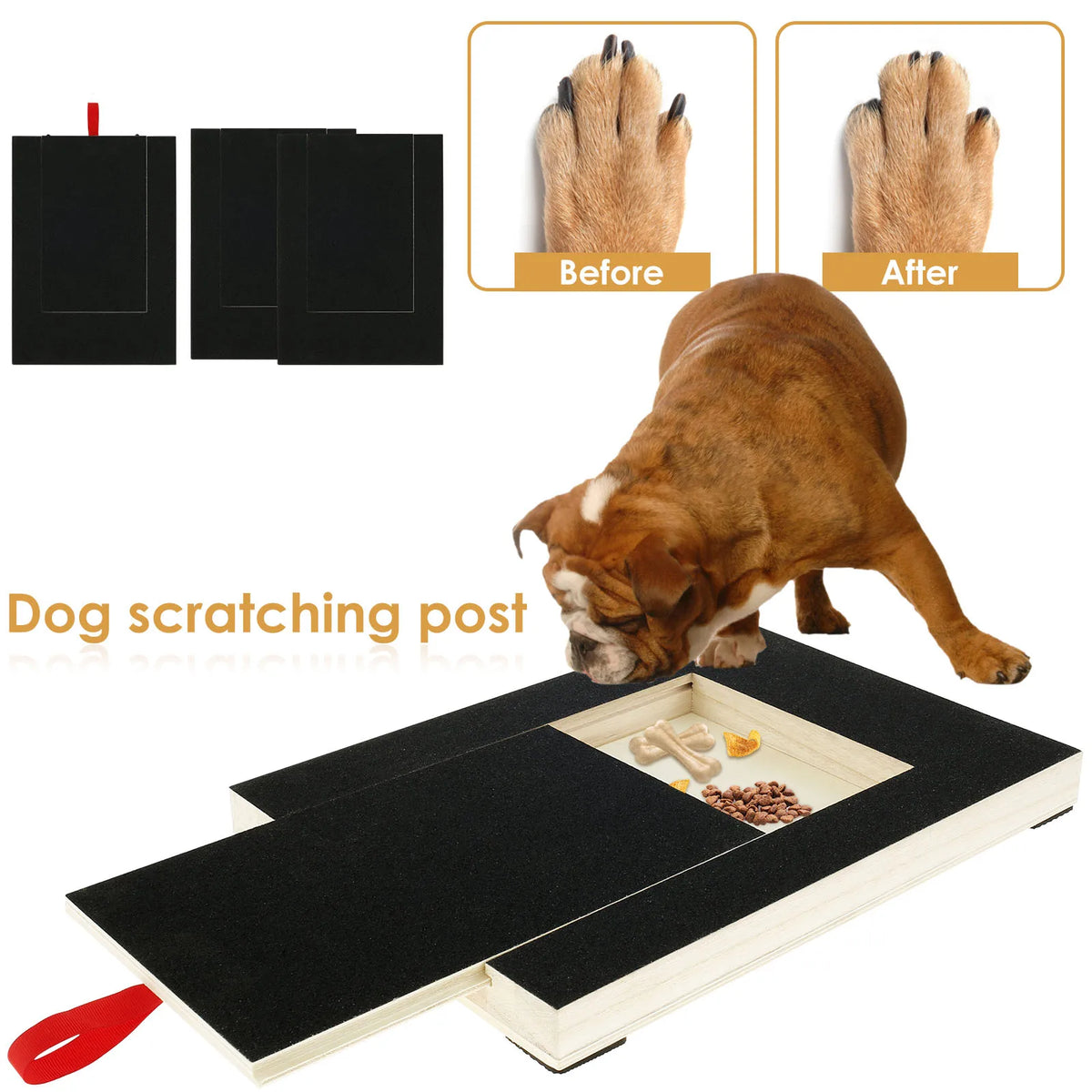 Dog Nail Scratch Board with Built-In Treat Box 