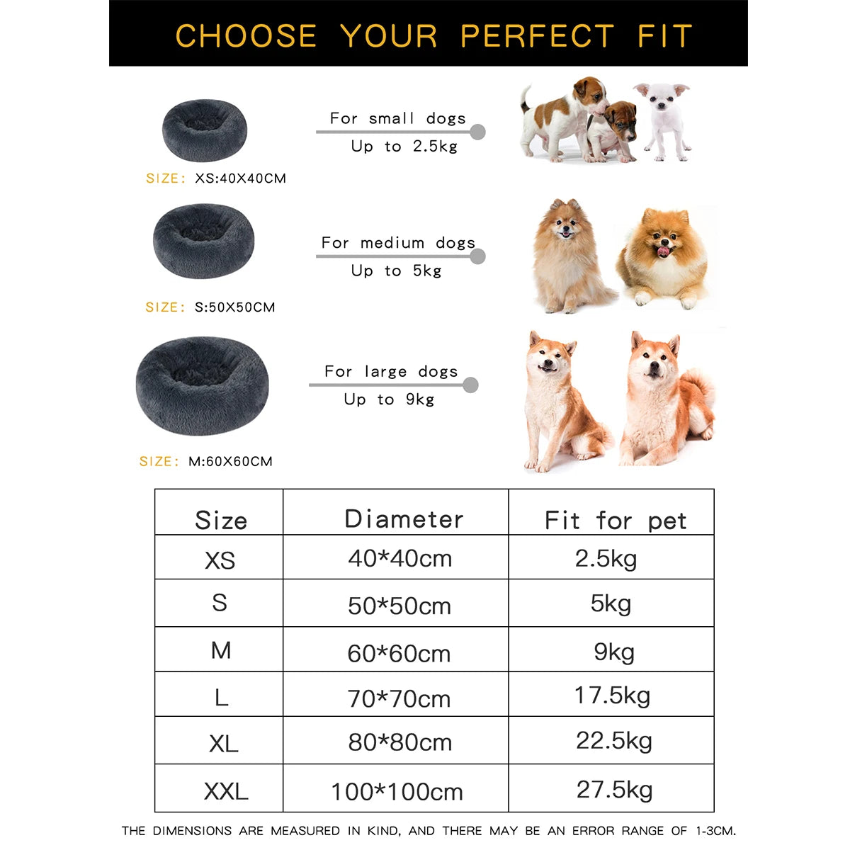 Plush Dog Bed Various styles and colors to choose from