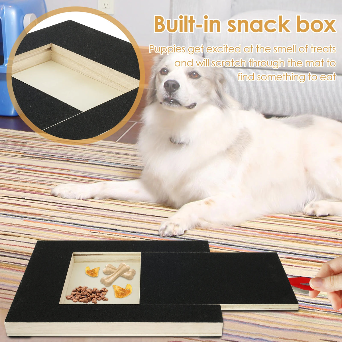 Dog Nail Scratch Board with Built-In Treat Box 