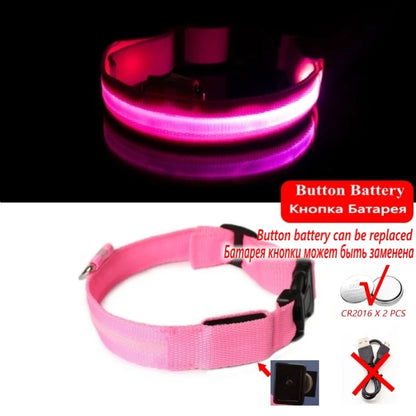 Led Dog Collar Bright at  Night Luminous Pet Products USB Charging