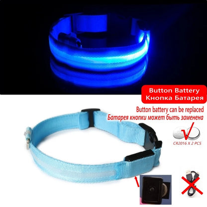 Led Dog Collar Bright at  Night Luminous Pet Products USB Charging