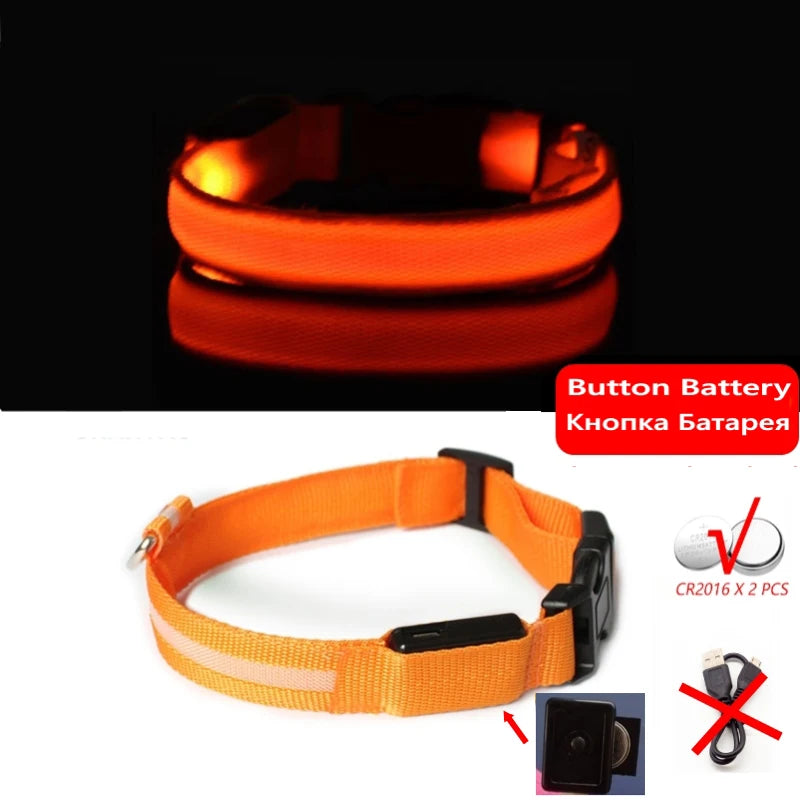 Led Dog Collar Bright at  Night Luminous Pet Products USB Charging